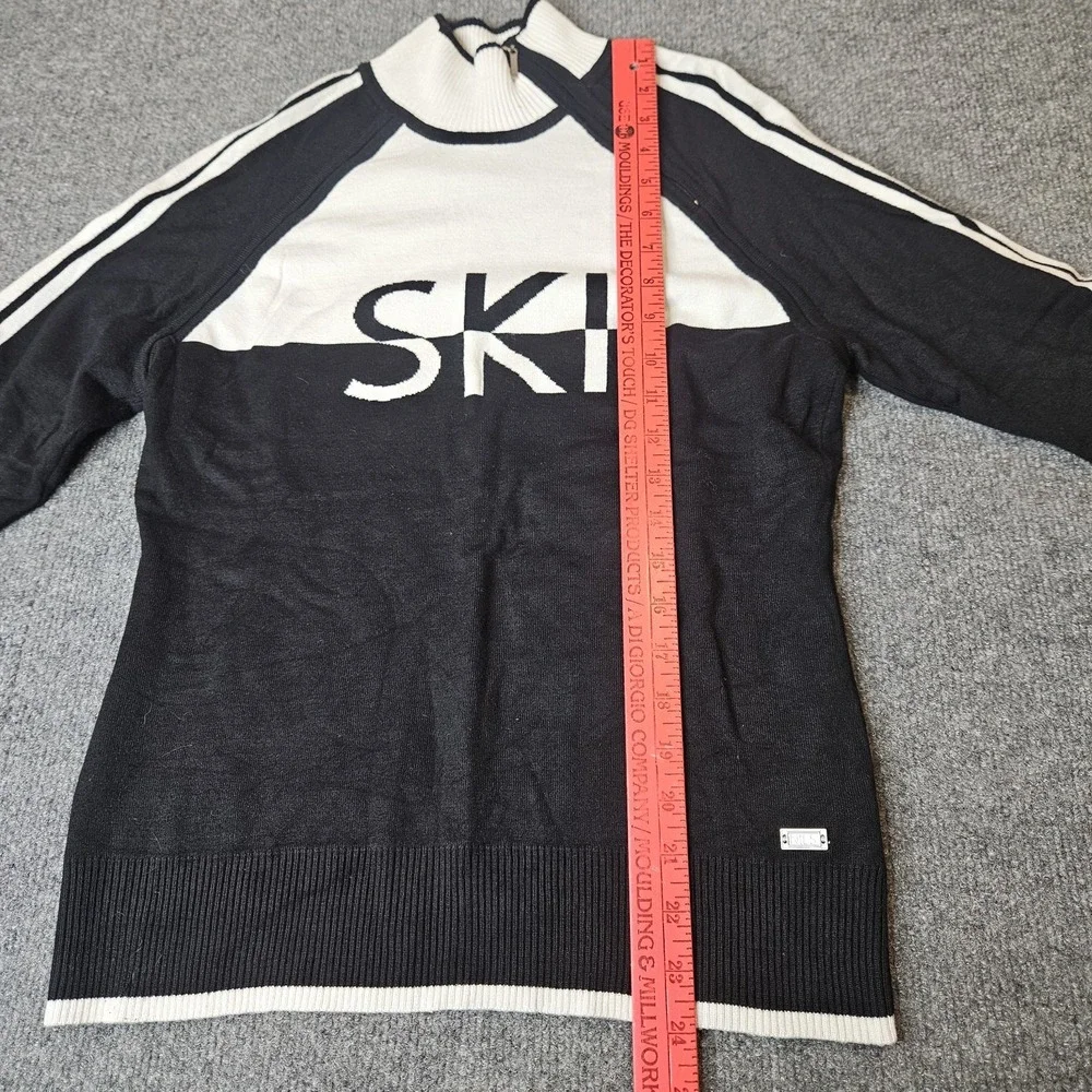 Nils Women's Ski Sweater SKI Graphic Zip Mock Neck Black White Colorblock